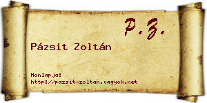 Pázsit Zoltán névjegykártya
