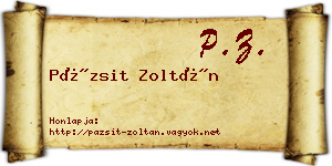 Pázsit Zoltán névjegykártya